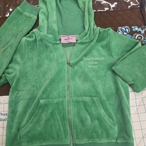 Juicy Couture Kids Vibrant Green Zip-Up Hoodie